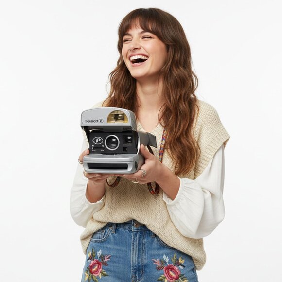 Vintage Polaroid P600 Instant Film Camera | Retro Party  Silver Old School - Picture 3 of 11